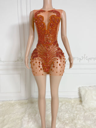 Elegant Beaded Mini Dress with Sheer Panels and Intricate Detailing