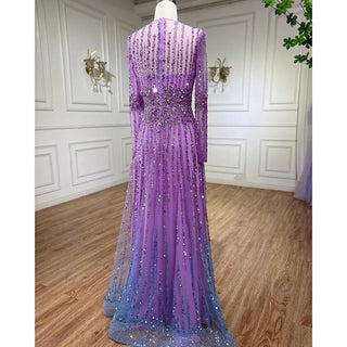 Muslim A-Line Beaded Luxury Arabic Evening Dress Gown 2024: for Women Wedding Party