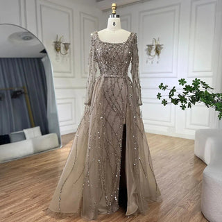 Elegant Green Split Mermaid Evening Gown 2024: Luxury Beaded Dubai for Women's Wedding Party