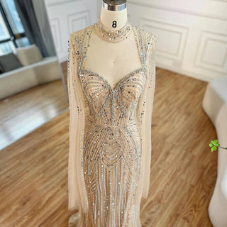 2024 Luxury Dubai Nude Sweetheart Mermaid Beaded Evening Gown for Women's Party