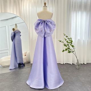 Arabic Purple Mermaid Satin Evening Dress with Jacket: Elegant Beaded Gown for Women's Wedding Party 2024