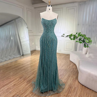 Dubai Caramel Dream: 2024 Mermaid Long Cloak Beaded Pearls Luxury Evening Gown - Dress for Women's Wedding Party