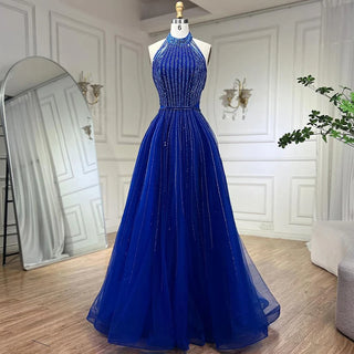 Ships in 1 to 3 Days - Arabian Nights: 2024 Caramel Elegant A-Line Luxury Evening Dress - Dubai Sequins Beaded Tassel Formal Halter Dress