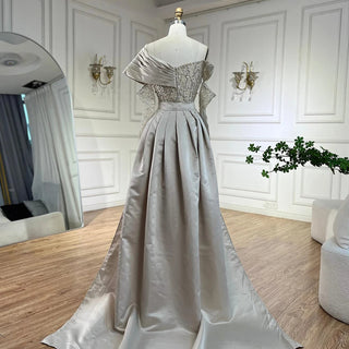 Ships in 1 to 3 Days - Luxury Arabic Nude Pearls Beaded Evening Dresses Dubai Elegant One Shoulder Women Wedding Party Gowns 2024