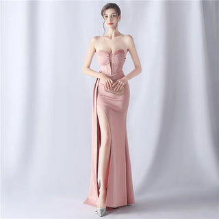 Sexy Strapless Beaded Party Maxi Dress - Long Prom Evening Dress for Women