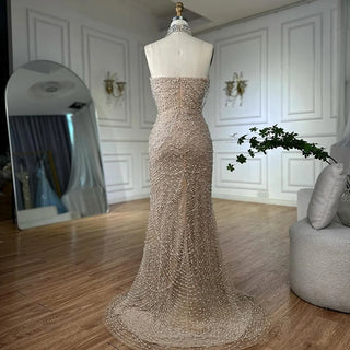 Ships in 2 to 5 Days - White Beaded Mermaid Evening Dresses For Women Saudi Wedding Party