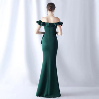 Sexy One-Shoulder Green Ruffle Evening Dress - Celebrity Maxi Party Dress for Women