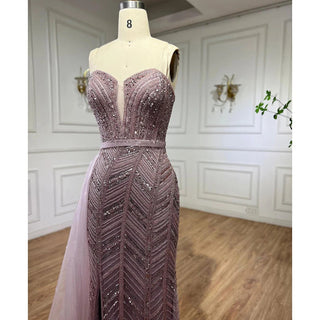 Arabic Turquoise Mermaid Evening Gown 2024: Sexy High Split, Beaded, for Women's Wedding Party