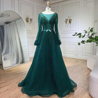 Arabic Yellow A-Line Elegant Beaded Evening Gown for Women's Wedding Party 2024