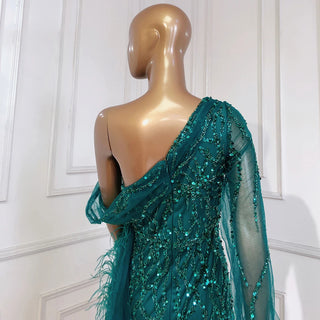 Turquoise Mermaid Overskirt Evening Dresses Gowns 2022 - Luxury Beaded Elegance for Women's Party