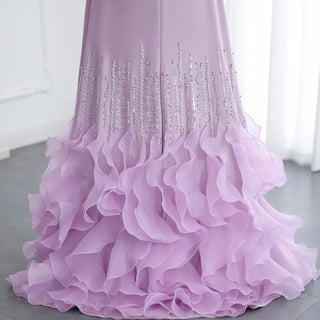 Luxury Lilac Ruffle Dubai Evening Dress for Women – Saudi Arabia 2025 Wedding Party Gown