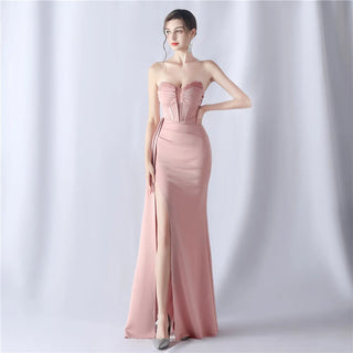 Sexy Strapless Beaded Party Maxi Dress - Long Prom Evening Dress for Women