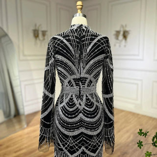 Ships in 1 to 3 Days - Black Muslim Luxury Beaded Elegant Mermaid Dubai Evening Dress - Gown for Women's Wedding Party 2024