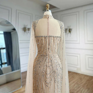 2024 Luxury Dubai Nude Sweetheart Mermaid Beaded Evening Gown for Women's Party