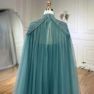 Dubai Caramel Dream: 2024 Mermaid Long Cloak Beaded Pearls Luxury Evening Gown - Dress for Women's Wedding Party