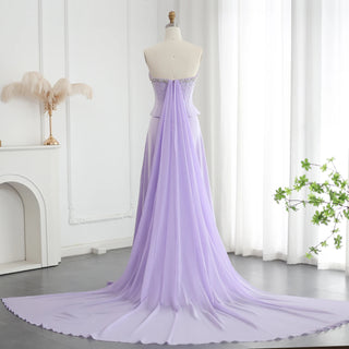 Lilac Two-Piece Evening Dress Scalloped Corset Luxury Dubai Prom Party Gown for Women