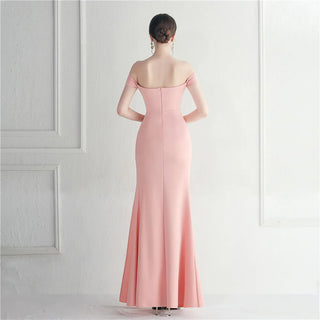 Sexy Off-Shoulder Slash Neck Green Maxi Dress - Long Slit Prom Evening Dress for Women