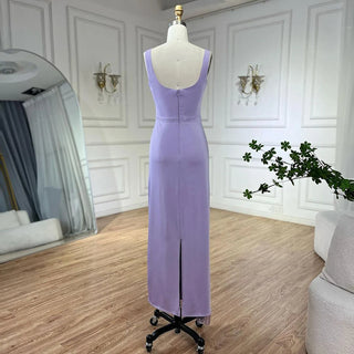 Ships in 1 to 3 Days - Elegant Lilac Scalloped Arabic Evening Dress - Luxury Dubai Butterfly Beaded Women's Wedding Party Gown