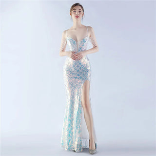 Off-Shoulder Sequin Formal Evening Dress - Long Party Maxi Dress