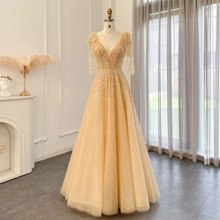 Light Champagne Evening Dresses: Dubai Luxury Crystal Pink Elegance for Arabic Formal Wedding Party Gowns