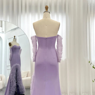 Lilac Ruffles Mermaid Arabic Dubai Evening Dresses for Women's Wedding Party: 2024 Elegant Long Formal Gowns