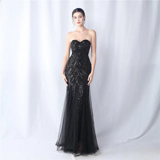 Sexy Strapless Sequin Bar Party Maxi Dress - Long Prom Evening Dress for Women