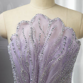 Lilac Luxury Beading Dubai Evening Dress: 2024 Long Elegant Scalloped Arabic Women's Formal Prom Dress