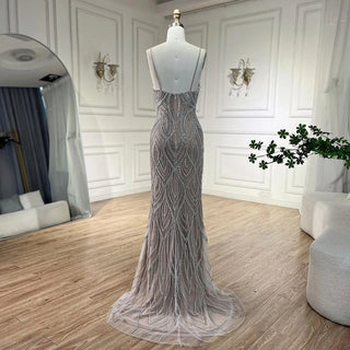 2024 Nude White Mermaid Evening Dress: Spaghetti Strap Luxury Elegance for Women's Party