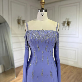 2024 Arabic Lilac Mermaid Cap Sleeve High Split Beaded Luxury Evening Dresses Gowns for Women's Wedding Party