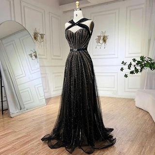 Dubai Azure: 2024 Turquoise Spaghetti Strap A-Line Luxury Beaded Evening Dress - Gown for Women's Wedding Party