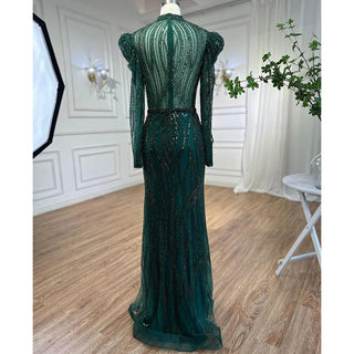 Green Muslim Mermaid Evening Dress 2024 with Elegant Luxury Beaded Details - Ideal for Women's Wedding Party