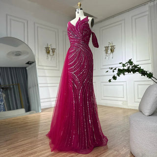 Ships in 2 to 5 Days - 2025 Arabic Pink Mermaid Evening Gown with One Shoulder and Beaded Detailing - Elegant Long Dress for Formal Occasions