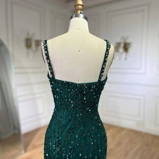 Green One Shoulder Mermaid Elegant Beaded Luxury Evening Dress Gown for Women's Wedding Party 2024