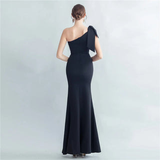 Sexy Slash Neck Appliques Party Maxi Dress with Slit - Long Evening Dress for Women