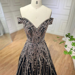 ose Gold Beaded Evening Dress: 2024 A-Line Luxury Sleeveless Gown for Women's Party