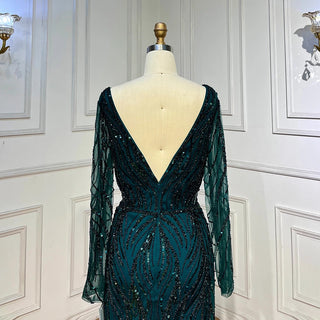 Green Mermaid Evening Dress 2024 with Beading, Luxury, and Elegant Satin - Ideal for Women's Party