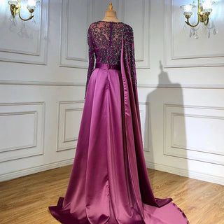 Grape Elegance: 2024 Luxury Evening Dress with High Split in Satin for Women at Parties