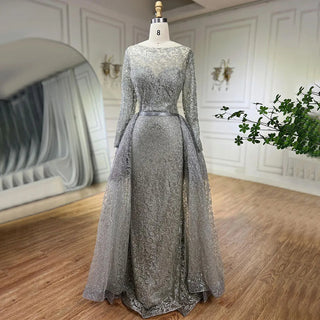 Muslim Gold Mermaid Long Luxury Glitter With Train Evening Dress: 2024 Party Wear for Women