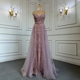 Pink Detachable Skirt Evening Dress 2024 - Mermaid Elegant Luxury Beaded Gown for Women's Party