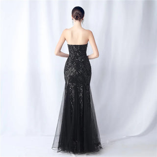 Sexy Strapless Sequin Bar Party Maxi Dress - Long Prom Evening Dress for Women