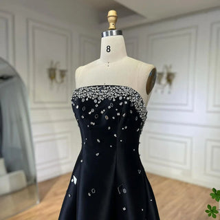 Luxury Dubai Black Beaded Evening Dress for Women 2024 - Elegant Arabic Wedding Birthday Party Formal.