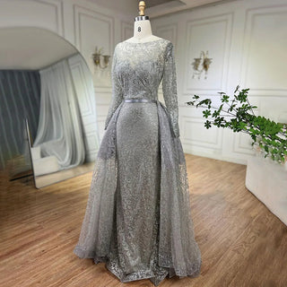 Muslim Gold Mermaid Long Luxury Glitter With Train Evening Dress: 2024 Party Wear for Women