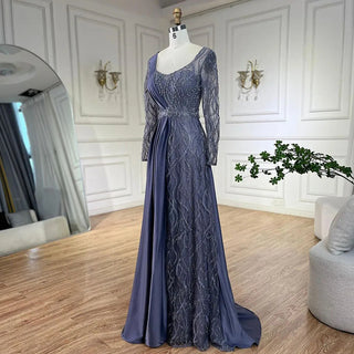 Arabic Green Mermaid Elegant Satin Lace Beaded Luxury Dubai Evening Dresses Gowns For Women Wedding Party