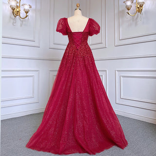 Desert Rose Elegance: Luxury Dubai-Inspired Evening Gown in Rose Pink with Burgundy & Gold Accents - An Arabic Masterpiece for Proms and Wedding Celebrations.