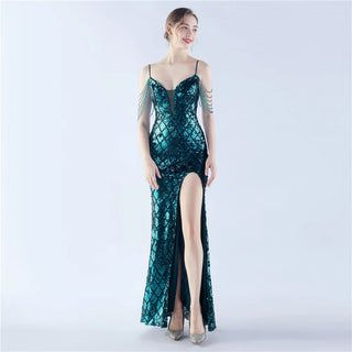 Off-Shoulder Sequin Formal Evening Dress - Long Party Maxi Dress