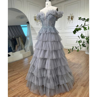 Ships in 1 to 3 Days - Lilac A-Line Evening Gown 2024 with Beaded Tiered Design - Perfect for Women's Wedding Parties