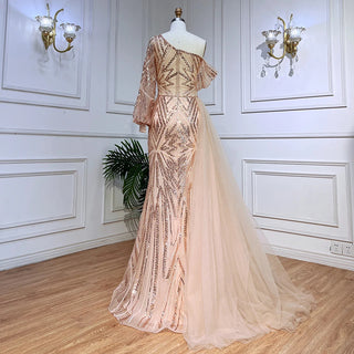 Elegant One-Shoulder Luxury: 2024 Pink Mermaid Evening Dress for Women