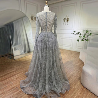 Ships in 1 to 3 Days - Muslim Gold Mermaid Long Luxury Glitter With Train Evening Dress: 2024 Party Wear for Women