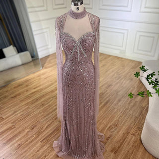 2024 Luxury Dubai Nude Sweetheart Mermaid Beaded Evening Gown for Women's Party