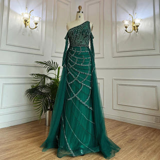 Green Elegant Floor Length Mermaid Evening Dress - 2024 Luxury Gown for Women